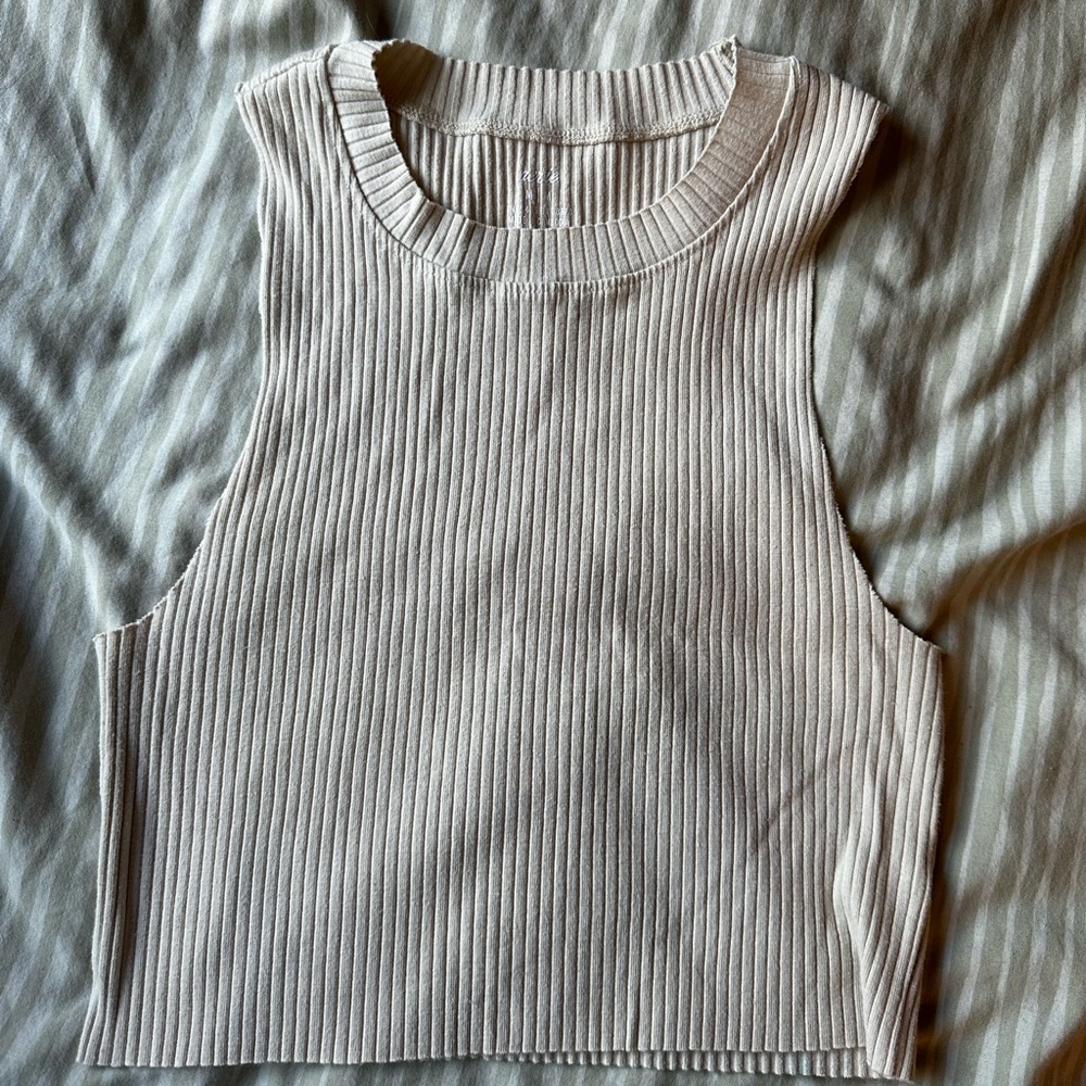 Ribbed Cream Aerie Cropped Tank